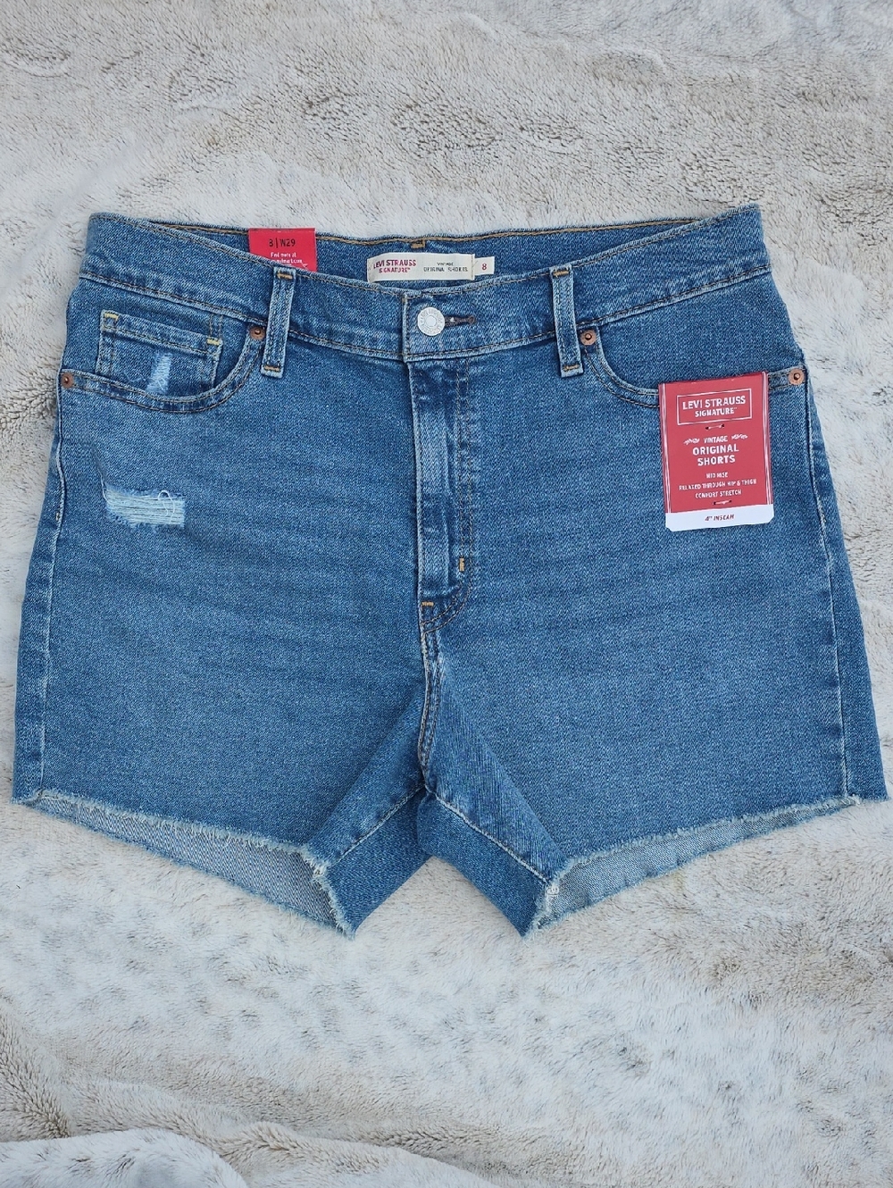 Levi Strauss Signature Light Blue Denim Vintage Original Shorts 4" Inseam Size 8